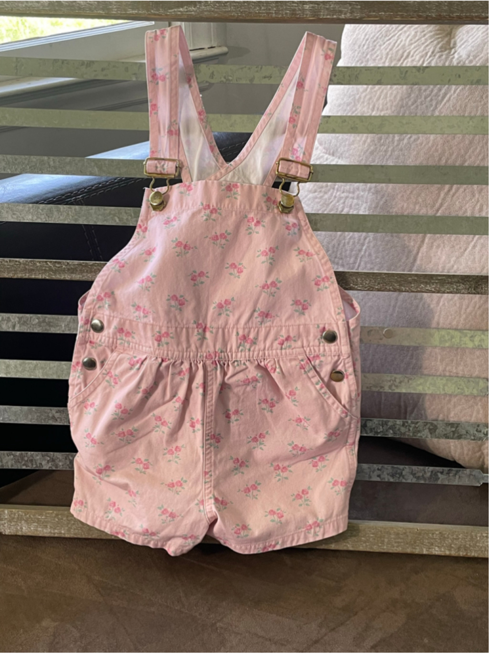 The Beaufort Bonnet Company Pink Floral Channing Choo Choo Shortalls Girls 5 - Picture 2 of 15
